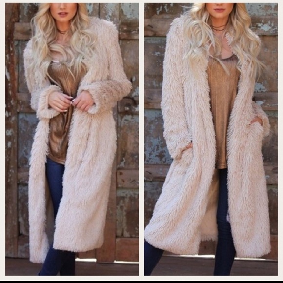 Jackets & Blazers - Fabulous faux fur coat.Cozy!Neutral color